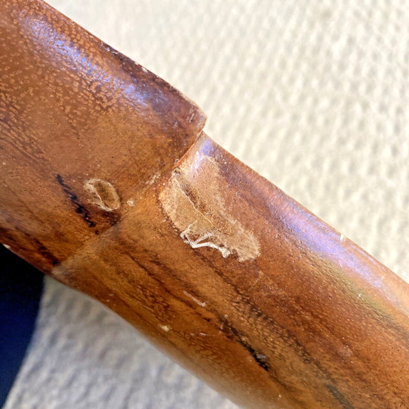 Vintage Wood Bowl Capiz Shell Lining Inlay Chip & Dip Leaf Shaped Beachy Decor - Picture 10 of 10